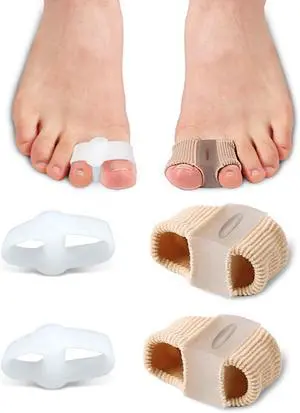 4Pcs Toe Separators Bunion Corrector for Women Men, Gel Big Toe Spacers with 2 Loops for Feet, Hammer Toe Straightener, Elasticity and Soft (2Nylon+2Gel) 4Pcs Toe Separators Bunion Corrector for Women Men, Gel Big Toe Spacers with 2 Loops for Feet, Hammer Toe Straightener, Elasticity and Soft (2Nylon+2Gel)