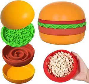 Multiple Use Pet Feeding Set, Cute Hamburger-Shaped, 5 Stackable Bowls for Small Dogs and Cats, Anti-Choking Slow Food Feeder, Raised Bowls, Travel Cat Bowls Multiple Use Pet Feeding Set, Cute Hamburger-Shaped, 5 Stackable Bowls for Small Dogs and Cats, Anti-Choking Slow Food Feeder, Raised Bowls, Travel Cat Bowls