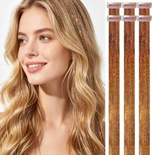 Chestnut Brown Clip in Hair Tinsel, 24 Inch 75 Strands Heat Resistant Glitter Hair Extensions, 6 Packs Natural Fairy Hair for Women Daily Office Casual Wear Chestnut Brown Clip in Hair Tinsel, 24 Inch 75 Strands Heat Resistant Glitter Hair Extensions, 6 Packs Natural Fairy Hair for Women Daily Office Casual Wear
