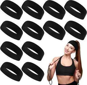 Hotop 12 Pack Sport Headbands for Women Elastic Soft Fabric Hair Bands Sweatbands for Yoga Gym Running Workouts Daily Use(Black) Hotop 12 Pack Sport Headbands for Women Elastic Soft Fabric Hair Bands Sweatbands for Yoga Gym Running Workouts Daily Use(Black)