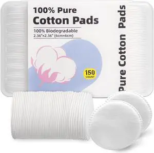 Boxed 100% Cotton Rounds for Face (150), Dual-Texture, Soft, Lint-Free Makeup Remover Pads, Hypoallergenic, Highly Absorbent Boxed 100% Cotton Rounds for Face (150), Dual-Texture, Soft, Lint-Free Makeup Remover Pads, Hypoallergenic, Highly Absorbent