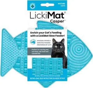 LickiMat Casper, Fish-Shaped Cat Slow Feeders Lick Mat, Boredom Anxiety Reducer; Perfect for Food, Treats, Yogurt, or Peanut Butter. Fun Alternative to a Slow Feed Cat Bowl or Dish, Turquoise LickiMat Casper, Fish-Shaped Cat Slow Feeders Lick Mat, Boredom Anxiety Reducer; Perfect for Food, Treats, Yogurt, or Peanut Butter. Fun Alternative to a Slow Feed Cat Bowl or Dish, Turquoise