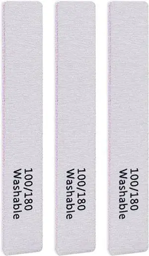 LNAUJS 3PCS Professional Reusable Double-Sided 100/180 Grit Washable Nail File LNAUJS 3PCS Professional Reusable Double-Sided 100/180 Grit Washable Nail File