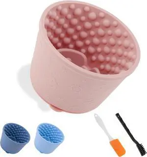 Slow Feeder Dog Bowls, Silicone Dog Lick Bowl with Brush & Scraper, Non-Slip Base Slow Feeder for Anxiety Alleviating & Oral Health, Pinkish Purple Slow Feeder Dog Bowls, Silicone Dog Lick Bowl with Brush & Scraper, Non-Slip Base Slow Feeder for Anxiety Alleviating & Oral Health, Pinkish Purple