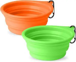 Dog Bowl Travel Collapsible Bowls 2 Pack, Portable Foldable Cats Dogs Water Dish Puppy Bowl (Orange 172 + Fluorescent Green) Dog Bowl Travel Collapsible Bowls 2 Pack, Portable Foldable Cats Dogs Water Dish Puppy Bowl (Orange 172 + Fluorescent Green)
