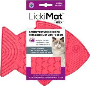 LickiMat Felix, Fish-Shaped Cat Slow Feeders Lick Mat, Boredom Anxiety Reducer; Perfect for Food, Treats, Yogurt, or Peanut Butter. Fun Alternative to a Slow Feed Cat Bowl or Dish, Pink LickiMat Felix, Fish-Shaped Cat Slow Feeders Lick Mat, Boredom Anxiety Reducer; Perfect for Food, Treats, Yogurt, or Peanut Butter. Fun Alternative to a Slow Feed Cat Bowl or Dish, Pink