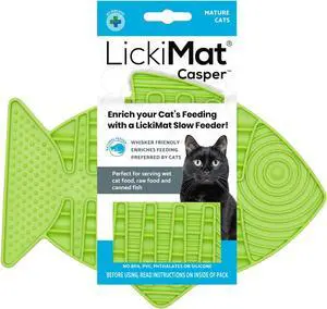 LickiMat Casper, Fish-Shaped Cat Slow Feeders Lick Mat, Boredom Anxiety Reducer; Perfect for Food, Treats, Yogurt, or Peanut Butter. Fun Alternative to a Slow Feed Cat Bowl or Dish, Green LickiMat Casper, Fish-Shaped Cat Slow Feeders Lick Mat, Boredom Anxiety Reducer; Perfect for Food, Treats, Yogurt, or Peanut Butter. Fun Alternative to a Slow Feed Cat Bowl or Dish, Green