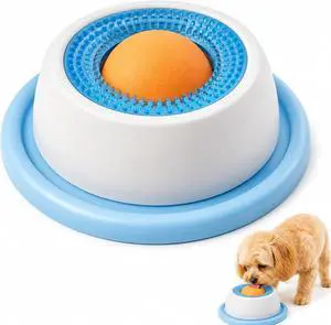Dog Lick Bowl with Rolling Ball,Lick Bowl for Dogs for Wet Food,Yogurt,Bone Broth&Peanut Butter.Non-Slip Rolling Ball Dog Lick Bowl,Slow Feeder Dog Bowl Enrichment Toy for Dogs&Cats(Blue) Dog Lick Bowl with Rolling Ball,Lick Bowl for Dogs for Wet Food,Yogurt,Bone Broth&Peanut Butter.Non-Slip Rolling Ball Dog Lick Bowl,Slow Feeder Dog Bowl Enrichment Toy for Dogs&Cats(Blue)