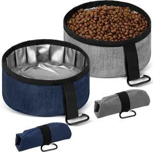 Meanplan 2 Pack Portable Dog Bowls Foldable Travel Dog Dish Portable Puppy Water and Food Bowl Pet Hiking Accessories for Small and Large Pets(Dark Blue, Gray,40 oz) Meanplan 2 Pack Portable Dog Bowls Foldable Travel Dog Dish Portable Puppy Water and Food Bowl Pet Hiking Accessories for Small and Large Pets(Dark Blue, Gray,40 oz)