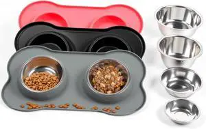 Conlun Dog Bowls with Silicone Mat, No Spill Stainless Set, XS, Grey | Food Water Dish Set, Rust-proof, Non-slip, Raised Edge Protects Floors, Dishwasher Safe, Foldable Storage, Ideal for RV Trips Conlun Dog Bowls with Silicone Mat, No Spill Stainless Set, XS, Grey | Food Water Dish Set, Rust-proof, Non-slip, Raised Edge Protects Floors, Dishwasher Safe, Foldable Storage, Ideal for RV Trips