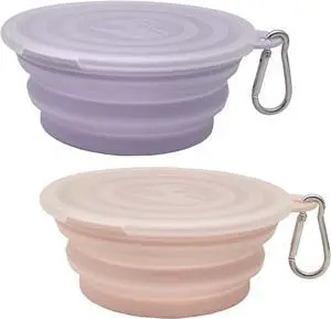 Small Collapsible Dog Bowl 12oz,2 Pack Portable and Foldable Pet Travel Bowls with 2 Carabiners & Lids for Dogs Cats and Small Animals (Macaron Purple+Pink, 350ml) Small Collapsible Dog Bowl 12oz,2 Pack Portable and Foldable Pet Travel Bowls with 2 Carabiners & Lids for Dogs Cats and Small Animals (Macaron Purple+Pink, 350ml)