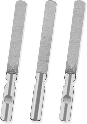 LNAUJS 3 Pack Round Tip Stainless Steel Nail File, 4.76 inches (12.1 cm) Length, 0.43 inches (1.1 cm) Width, 2 Different Grit Surfaces for Various Occasions. LNAUJS 3 Pack Round Tip Stainless Steel Nail File, 4.76 inches (12.1 cm) Length, 0.43 inches (1.1 cm) Width, 2 Different Grit Surfaces for Various Occasions.
