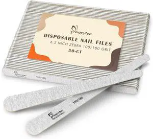 Maryton Disposable Professional Nail Files, 100/180 Grit, 50PCS | 6.5x 0.5, Tapered Shape, Thin Emery Boards for Nails, Salon Grade, Manicure Pedicure Tools Maryton Disposable Professional Nail Files, 100/180 Grit, 50PCS | 6.5x 0.5, Tapered Shape, Thin Emery Boards for Nails, Salon Grade, Manicure Pedicure Tools