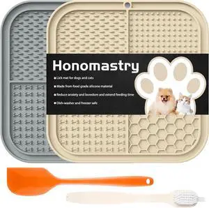 Lick Mat for Dogs, Premium Lick Pad with Suction Cups for Dog Anxiety Relief, Slow Feeder Dog Bowls, Bathing, Grooming and Training (Beige, Grey, 2pack) Lick Mat for Dogs, Premium Lick Pad with Suction Cups for Dog Anxiety Relief, Slow Feeder Dog Bowls, Bathing, Grooming and Training (Beige, Grey, 2pack)