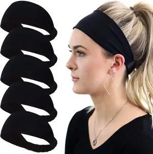 5 Pack Wide Workout Headbands for Women, Soft Stretch Sweat Headbands with Elastic Back for Running, Yoga, Gym, Fitness & Daily Wear 5 Pack Wide Workout Headbands for Women, Soft Stretch Sweat Headbands with Elastic Back for Running, Yoga, Gym, Fitness & Daily Wear