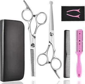 Hair Cutting Scissors Thinning Shears Set for Kids, Fcysy 6 in Children Safety Round Tip Haircut Shears Kit, Stainless Steel Hair Cutting Tools for Toddlers, Boys & Girls Home Use Grooming Hair Cutting Scissors Thinning Shears Set for Kids, Fcysy 6 in Children Safety Round Tip Haircut Shears Kit, Stainless Steel Hair Cutting Tools for Toddlers, Boys & Girls Home Use Grooming