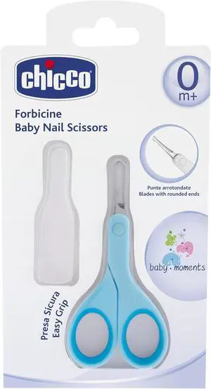 Chicco Nail Scissors for Babies and Children, Stainless Steel Baby Scissors with Curved Blades and Rounded Tips, Protective Case, Non-Slip Rubber Handle, Baby Accessories for Newborns from 0 Months Chicco Nail Scissors for Babies and Children, Stainless Steel Baby Scissors with Curved Blades and Rounded Tips, Protective Case, Non-Slip Rubber Handle, Baby Accessories for Newborns from 0 Months