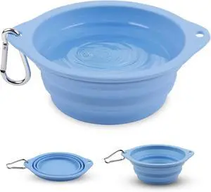 Collapsible Dog Bowl - 800ml/27 oz Portable Silicone Travel Water Bowl for Dogs with Carabiner | Foldable, Dishwasher Safe | Hiking, Camping Dog Essentials & Outdoor Pet Feeding - Blue Collapsible Dog Bowl - 800ml/27 oz Portable Silicone Travel Water Bowl for Dogs with Carabiner | Foldable, Dishwasher Safe | Hiking, Camping Dog Essentials & Outdoor Pet Feeding - Blue