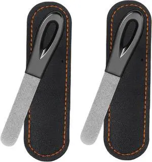 Metal Nail File, Stainless Steel Fingernail Files Double Sided Grit Nail Filer with Leather Cases and Non Slip Handle (2 Pack 3.6IN Gunmetal Files with PU Cases) Metal Nail File, Stainless Steel Fingernail Files Double Sided Grit Nail Filer with Leather Cases and Non Slip Handle (2 Pack 3.6IN Gunmetal Files with PU Cases)