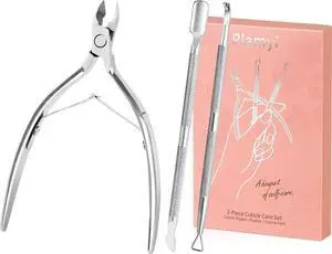 Cuticle Trimmer and Pusher Set - Stainless Steel Cuticle Nippers | with 1/2 Jaw, Dual-Ended Cuticle Pusher and Fork - Professional Style Manicure Pedicure Tools for Home and Salon Use Cuticle Trimmer and Pusher Set - Stainless Steel Cuticle Nippers | with 1/2 Jaw, Dual-Ended Cuticle Pusher and Fork - Professional Style Manicure Pedicure Tools for Home and Salon Use