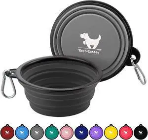 Rest-Eazzzy Collapsible Dog Bowls, 2 Pack Sturdy Portable Dog Water Bowls | Wear-Resistant TPE, Anti-Dust Foldable Travel Dog & Cat Bowls for Camping Walking Hiking with Carabiners Rest-Eazzzy Collapsible Dog Bowls, 2 Pack Sturdy Portable Dog Water Bowls | Wear-Resistant TPE, Anti-Dust Foldable Travel Dog & Cat Bowls for Camping Walking Hiking with Carabiners