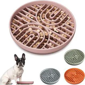 Slow Feeder Dog Bowls, Silicone Slow Feeder for Dogs & Puppies, Dog Puzzle Bowl with Suction Cups for Anxiety Relief, Slow Eating, Dishwasher Fit, for All Breed, Pink Slow Feeder Dog Bowls, Silicone Slow Feeder for Dogs & Puppies, Dog Puzzle Bowl with Suction Cups for Anxiety Relief, Slow Eating, Dishwasher Fit, for All Breed, Pink