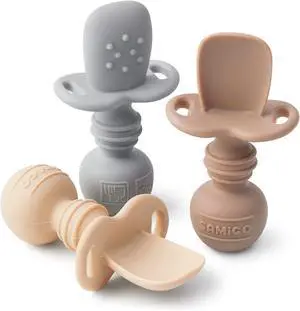 SAMiGO Silicone Baby Spoons Self Feeding 6+ Months, Infant Utensils, 3 Pack | First Stage Spoons, Baby Led Weaning Supplies, Feeding Eating Essentials, Starting Solid Food Must Haves, Toddler Spoons SAMiGO Silicone Baby Spoons Self Feeding 6+ Months, Infant Utensils, 3 Pack | First Stage Spoons, Baby Led Weaning Supplies, Feeding Eating Essentials, Starting Solid Food Must Haves, Toddler Spoons