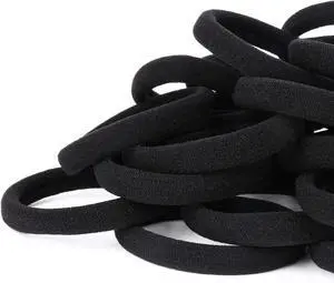 50PCS Black Hair Ties for Women, Cotton Seamless Hair Bands, Elastic Ponytail Holders, No Damage for Thick Hair, 2 Inch in Diameter, by Qarwayoc 50PCS Black Hair Ties for Women, Cotton Seamless Hair Bands, Elastic Ponytail Holders, No Damage for Thick Hair, 2 Inch in Diameter, by Qarwayoc