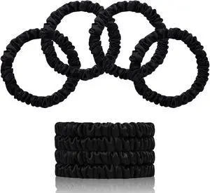 100% Mulberry Silk Hair Ties 4PCS, Silk Scrunchies for Women | 22 Momme 100% Mulberry Silk | No Damage & Anti Frizz | Ideal for Hair Care | Black 100% Mulberry Silk Hair Ties 4PCS, Silk Scrunchies for Women | 22 Momme 100% Mulberry Silk | No Damage & Anti Frizz | Ideal for Hair Care | Black