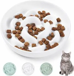 Melamine Cat Slow Feeder Bowl - Pastel Series Cat Plate for Dry and Wet Food - Cute Maze Feeder Dish for Healthy Eating - Dishwasher Safe - 6.3''W x 1.2''H - 7 OZ - Ivory White Melamine Cat Slow Feeder Bowl - Pastel Series Cat Plate for Dry and Wet Food - Cute Maze Feeder Dish for Healthy Eating - Dishwasher Safe - 6.3''W x 1.2''H - 7 OZ - Ivory White