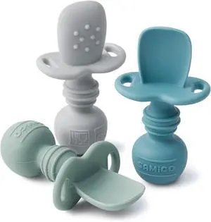 SAMiGO Silicone Baby Spoons Self Feeding 6+ Months, Infant Utensils, 3 Pack | First Stage Spoons, Baby Led Weaning Supplies, Feeding Eating Essentials, Starting Solid Food Must Haves, Toddler Spoons SAMiGO Silicone Baby Spoons Self Feeding 6+ Months, Infant Utensils, 3 Pack | First Stage Spoons, Baby Led Weaning Supplies, Feeding Eating Essentials, Starting Solid Food Must Haves, Toddler Spoons