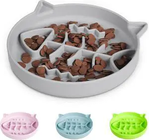 Silicone Cat Slow Feeder Bowl with Suction Cups - Interactive Puzzle Toy to Reduce Overeating in Kitty(Gray, 1 Cup) Silicone Cat Slow Feeder Bowl with Suction Cups - Interactive Puzzle Toy to Reduce Overeating in Kitty(Gray, 1 Cup)