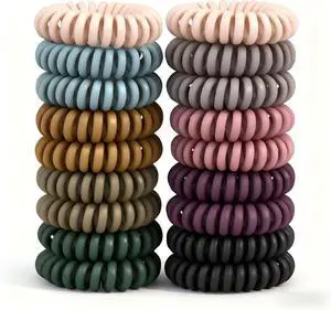 TIZZYT Hair Ties, 18 Count - Vintage matte color Spiral Hair Ties, No Crease, Suitable For Women And Children With Thick Or Thinning Hair TIZZYT Hair Ties, 18 Count - Vintage matte color Spiral Hair Ties, No Crease, Suitable For Women And Children With Thick Or Thinning Hair