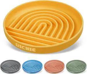 RICHIE Slow Feeder Dog Bowls with Suction Cups, Silicone Puzzle Bowl for Slow Eating, Pets Slow Feeder Non-Slip Design Dishwasher Microwave Safe for Small Medium Dogs, Yellow RICHIE Slow Feeder Dog Bowls with Suction Cups, Silicone Puzzle Bowl for Slow Eating, Pets Slow Feeder Non-Slip Design Dishwasher Microwave Safe for Small Medium Dogs, Yellow