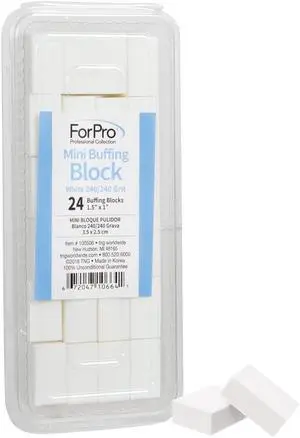 ForPro Professional Collection Mini Buffing Block, White, 240/240 Grit, Double-Sided Buffer, 1.5 L x 1 W x .5 H Inches, 24-Count ForPro Professional Collection Mini Buffing Block, White, 240/240 Grit, Double-Sided Buffer, 1.5 L x 1 W x .5 H Inches, 24-Count