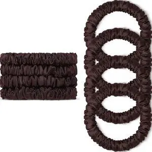 Scrunchies Hair Ties Silk Satin Scrunchy, WantGor Women 4PC Hair Bands | Pure Mulberry Silk Skinny Elastic Scrunchies Bracelets Ponytail Holders Hair Accessories (Brown*4) Scrunchies Hair Ties Silk Satin Scrunchy, WantGor Women 4PC Hair Bands | Pure Mulberry Silk Skinny Elastic Scrunchies Bracelets Ponytail Holders Hair Accessories (Brown*4)