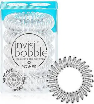 invisibobble Power Traceless Spiral Hair Ties - 5 Pack - Crystal Clear - Strong Elastic Grip Coil Hair Accessories for Active Women - No Kink, Non Soaking - Gentle for Girls Teens and Thick Hair invisibobble Power Traceless Spiral Hair Ties - 5 Pack - Crystal Clear - Strong Elastic Grip Coil Hair Accessories for Active Women - No Kink, Non Soaking - Gentle for Girls Teens and Thick Hair