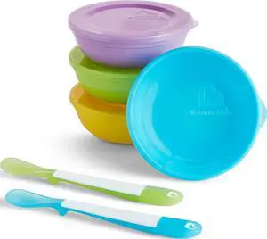 Munchkin® Love-a-Bowls 10 Piece Baby Feeding Set, Includes Bowls with Lids and Spoons, Multicolor Munchkin® Love-a-Bowls 10 Piece Baby Feeding Set, Includes Bowls with Lids and Spoons, Multicolor