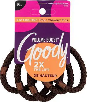 Goody Volume Boost Ponytailers Elastics Hair Tie for Fine Hair - 5 Count, Brown - Ouchless Pain-Free Hair Accessories for Women, Men, Boys, & Girls - Perfect for Long Lasting Braids, Ponytails & More Goody Volume Boost Ponytailers Elastics Hair Tie for Fine Hair - 5 Count, Brown - Ouchless Pain-Free Hair Accessories for Women, Men, Boys, & Girls - Perfect for Long Lasting Braids, Ponytails & More