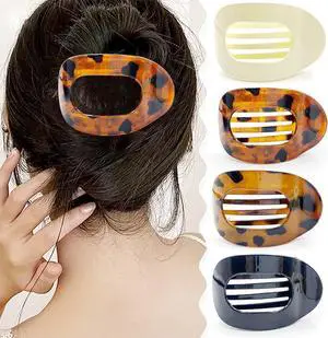 4 PCS Flat Hair Clips, Round Flat Claw Clips for Women and Girls, Strong Hold French Hair Clips for Thick Thin Hair, Stylish Medium Classic Hair Barrettes 4 PCS Flat Hair Clips, Round Flat Claw Clips for Women and Girls, Strong Hold French Hair Clips for Thick Thin Hair, Stylish Medium Classic Hair Barrettes