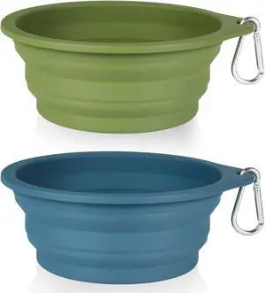 SLSON 2Pack Collapsible Dog Bowl,Integrated Molding Travel Bowl No Plastic Rim Pet Feeding Bowls for Walking Traveling Outdoors,600ML (Navy Blue+Dark Green) SLSON 2Pack Collapsible Dog Bowl,Integrated Molding Travel Bowl No Plastic Rim Pet Feeding Bowls for Walking Traveling Outdoors,600ML (Navy Blue+Dark Green)