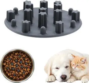 Slow Feeder Insert for Cat Dog Bowls, Anti-Choking Silicone with Strong Suction Cups, Fits Most Cat Bowls, Ideal for Puppy Small Medium Breeds (Gray) Slow Feeder Insert for Cat Dog Bowls, Anti-Choking Silicone with Strong Suction Cups, Fits Most Cat Bowls, Ideal for Puppy Small Medium Breeds (Gray)