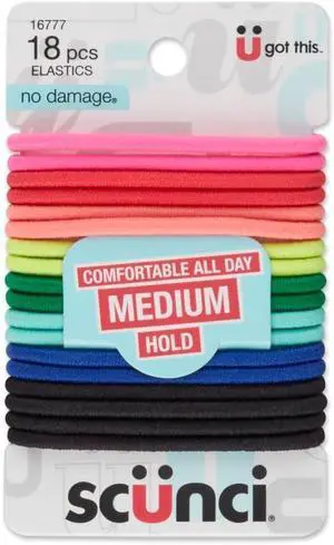 Scunci Multicolor No Damage Hair Elastic Ties, 18ct Scunci Multicolor No Damage Hair Elastic Ties, 18ct