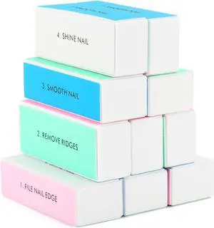10 Pcs 4 Way Nail Buffers Blocks for Natural Nails, Nail Polishing Block Buffing Block Nail Files, Shape and Shine Nail Tool 10 Pcs 4 Way Nail Buffers Blocks for Natural Nails, Nail Polishing Block Buffing Block Nail Files, Shape and Shine Nail Tool