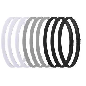 Hexchasty 9pcs Elastic Thin Headbands, Stretchy Skinny Sports Athletic Hair Bands for Women Men Girls Boys Teen - Black, White, Gray | athletic black white grey yoga headbands for women men Hexchasty 9pcs Elastic Thin Headbands, Stretchy Skinny Sports Athletic Hair Bands for Women Men Girls Boys Teen - Black, White, Gray | athletic black white grey yoga headbands for women men