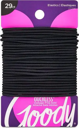 Goody Ouchless Womens Elastic Hair Tie - 29 Count, Black - 2MM for Fine to Medium Hair - Pain-Free Hair Accessories for Women Perfect for Long Lasting Braids, Ponytails and More Goody Ouchless Womens Elastic Hair Tie - 29 Count, Black - 2MM for Fine to Medium Hair - Pain-Free Hair Accessories for Women Perfect for Long Lasting Braids, Ponytails and More