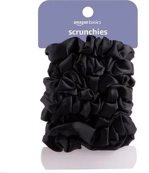 Amazon Basics Satin Scrunchies No Crease, No Damage Hair Ties Frizz Free, Gentle, Stylish Scrunchies. Black, 8 Count, For Thin and Normal Hair Amazon Basics Satin Scrunchies No Crease, No Damage Hair Ties Frizz Free, Gentle, Stylish Scrunchies. Black, 8 Count, For Thin and Normal Hair