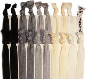 Kenz Laurenz Hair Ties Ponytail Holders - 20 Pack - Black Ombre No Crease Ouchless Elastic Styling Accessories Pony Tail Holder Ribbon Bands Kenz Laurenz Hair Ties Ponytail Holders - 20 Pack - Black Ombre No Crease Ouchless Elastic Styling Accessories Pony Tail Holder Ribbon Bands