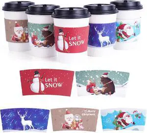 60pcs Christmas Coffee Cup Hot Chocolate Cup Sleeves,Fits 12 oz to 20 oz,with 5 Different Custom Xmas Designs,for Christmas Hot Chocolate,Coffee,Cocoa,Tea or Cold Beverage 60pcs Christmas Coffee Cup Hot Chocolate Cup Sleeves,Fits 12 oz to 20 oz,with 5 Different Custom Xmas Designs,for Christmas Hot Chocolate,Coffee,Cocoa,Tea or Cold Beverage
