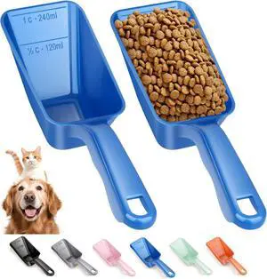 2-Pack Dog Food Scoop 1 Cup, Plastic Pet Food Measuring Scoop With Measuring Lines (1/2 & 1 Cup Markings) for Dogs, Cats, Fish, BirdBlue) 2-Pack Dog Food Scoop 1 Cup, Plastic Pet Food Measuring Scoop With Measuring Lines (1/2 & 1 Cup Markings) for Dogs, Cats, Fish, BirdBlue)
